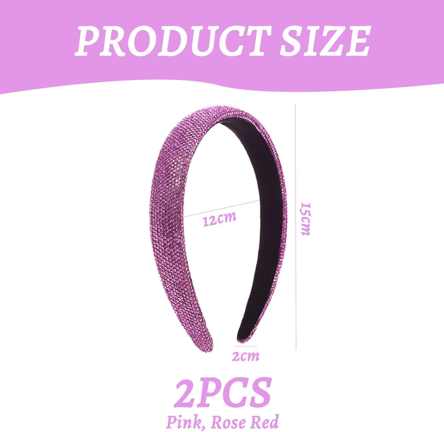 2 Pieces Rhinestone Headband, Shiny Hair Accessories, Elee Hair Accessories, Hairstyle Decorations, Headpiece of Women. image number 5