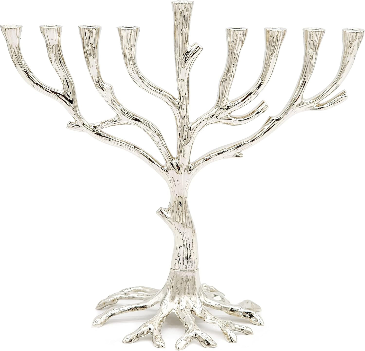 Menorah Tree of Life Rustic Nickel Finish for Hanukkah image number 2