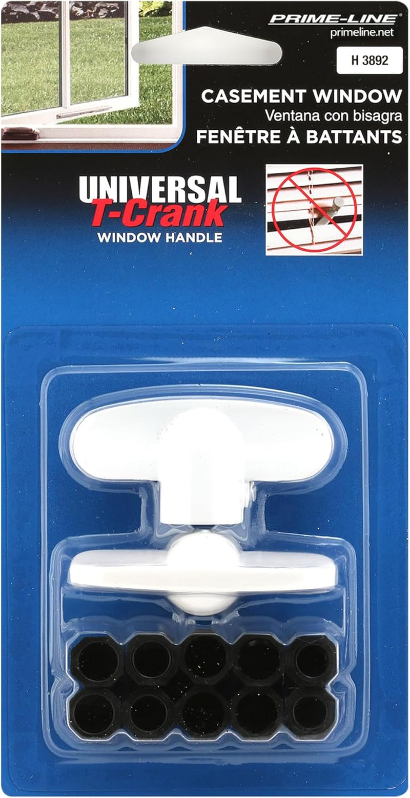 Prime-Line Products H 3892 Operator Tee Handle, 1-1/8 In. X 2-3/8 In., Diecast, White, Universal Spline Adaptors (2-Pack) - Satin Bronze image number 3