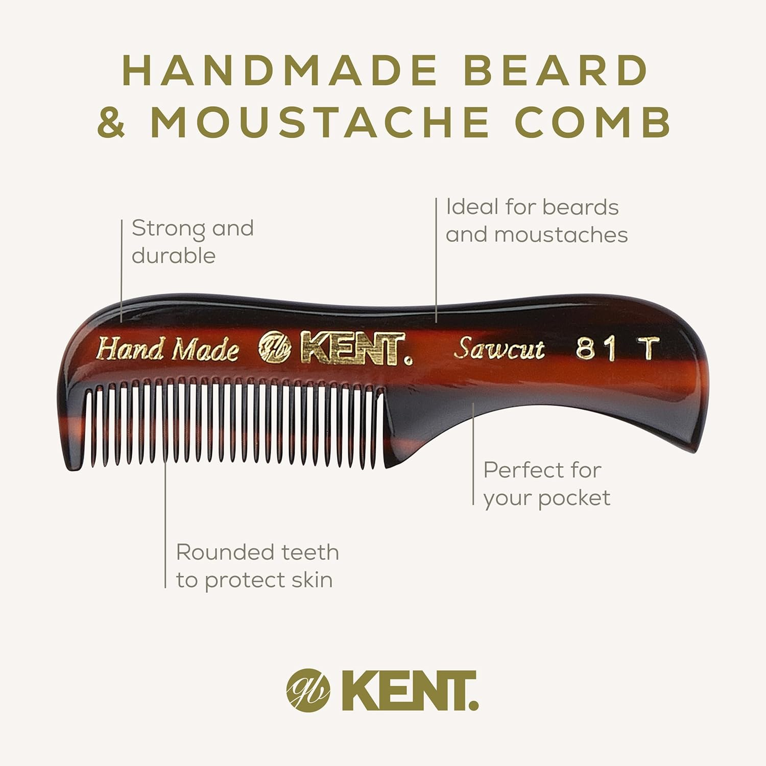 Kent Beard and Moustache Hair Comb, 73 Mm Length (Pack of 2) image number 1