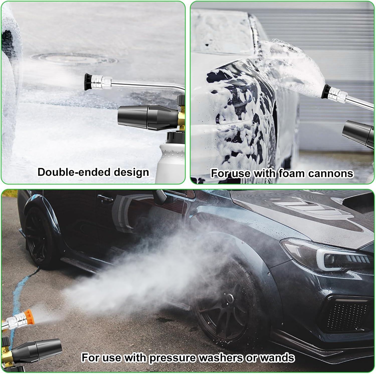 Foam Cannon Dual Connector Accessory, 1/4In Fast Connect Dual Lance Pressure Washer Wand with 5 Pressure Washer Nozzles Pressure Washer Double Tip Attachment for Soap Cannon image number 5