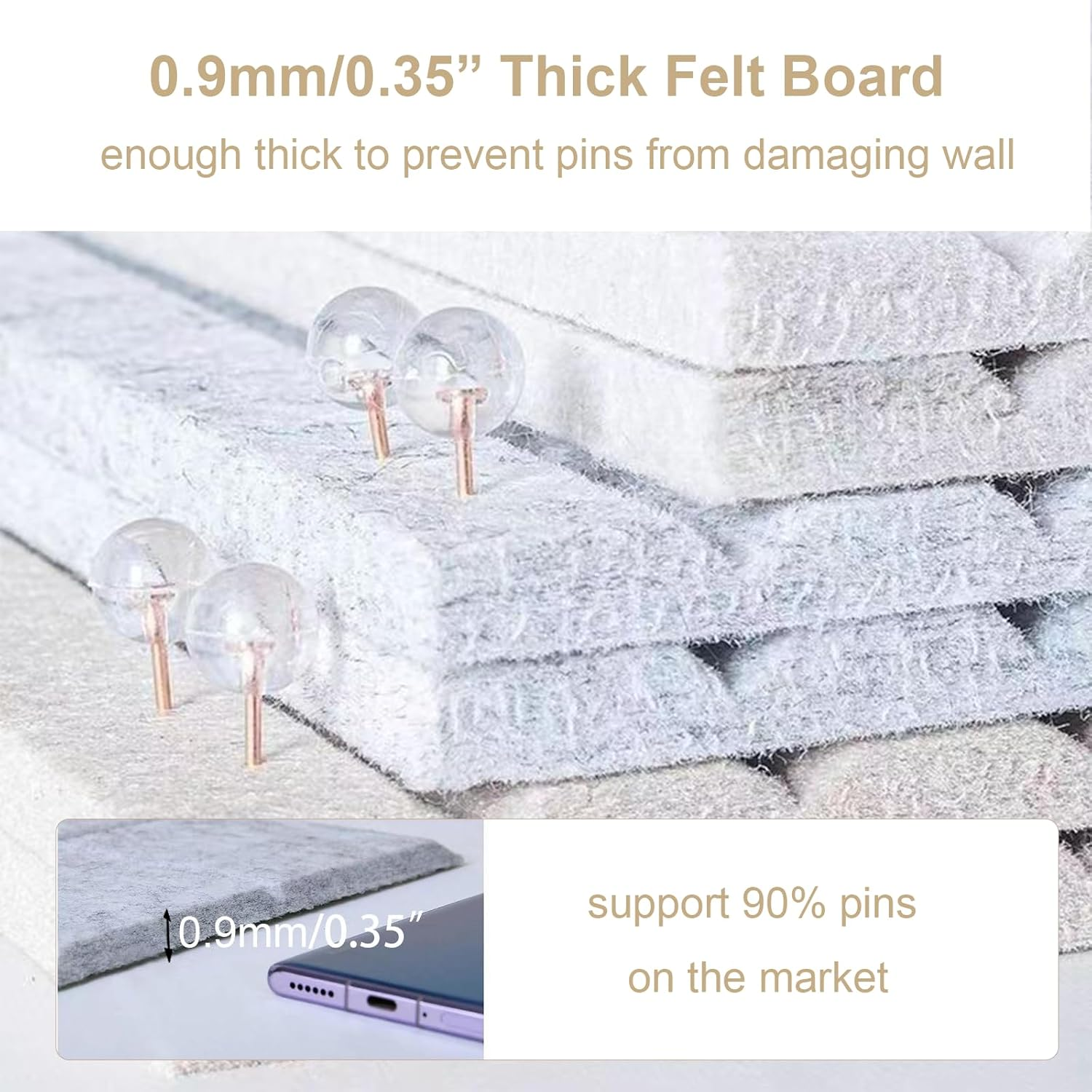 Bulletin Board, Decorative Felt Pin Board, Thick Foldable Photo Display Board with Self-Adhesive Tape, Vision Board for School Home Kitchen Office Walls (Beige, 120 * 80Cm)