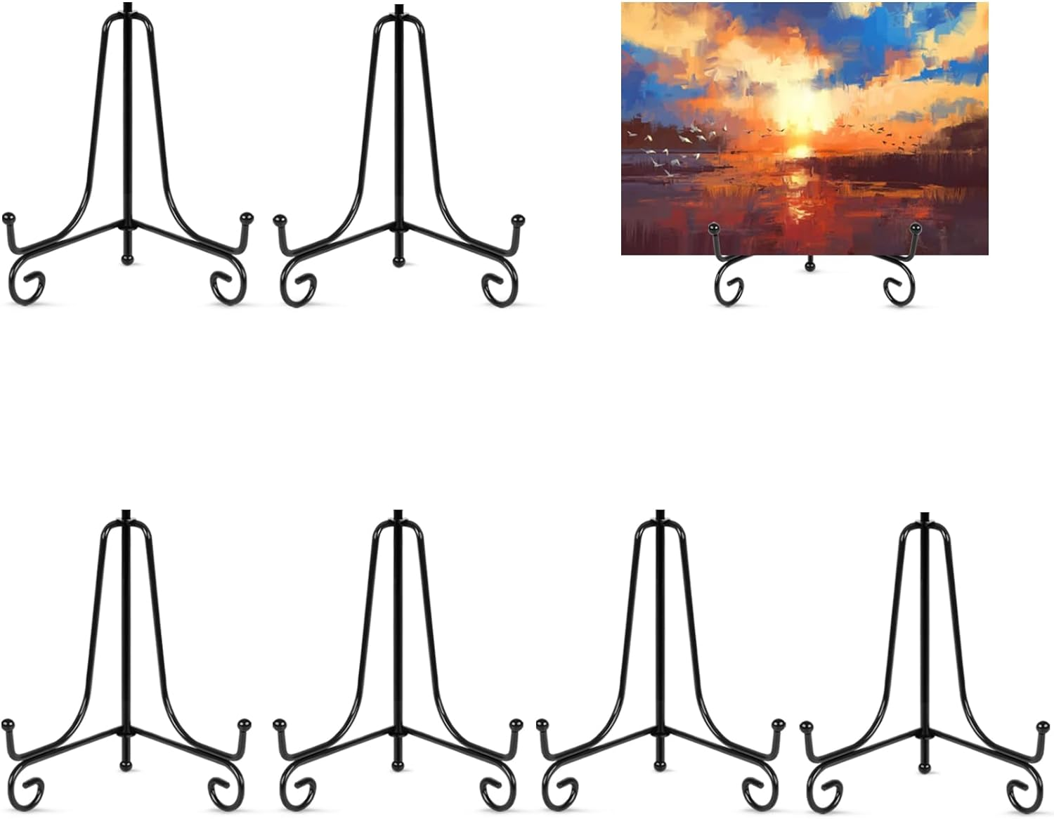 Vivinin 6 Pack Metal Plate and Picture Frame Stands - 5 Inch Display Holder for Art, Photos, Books and Platter image number 1