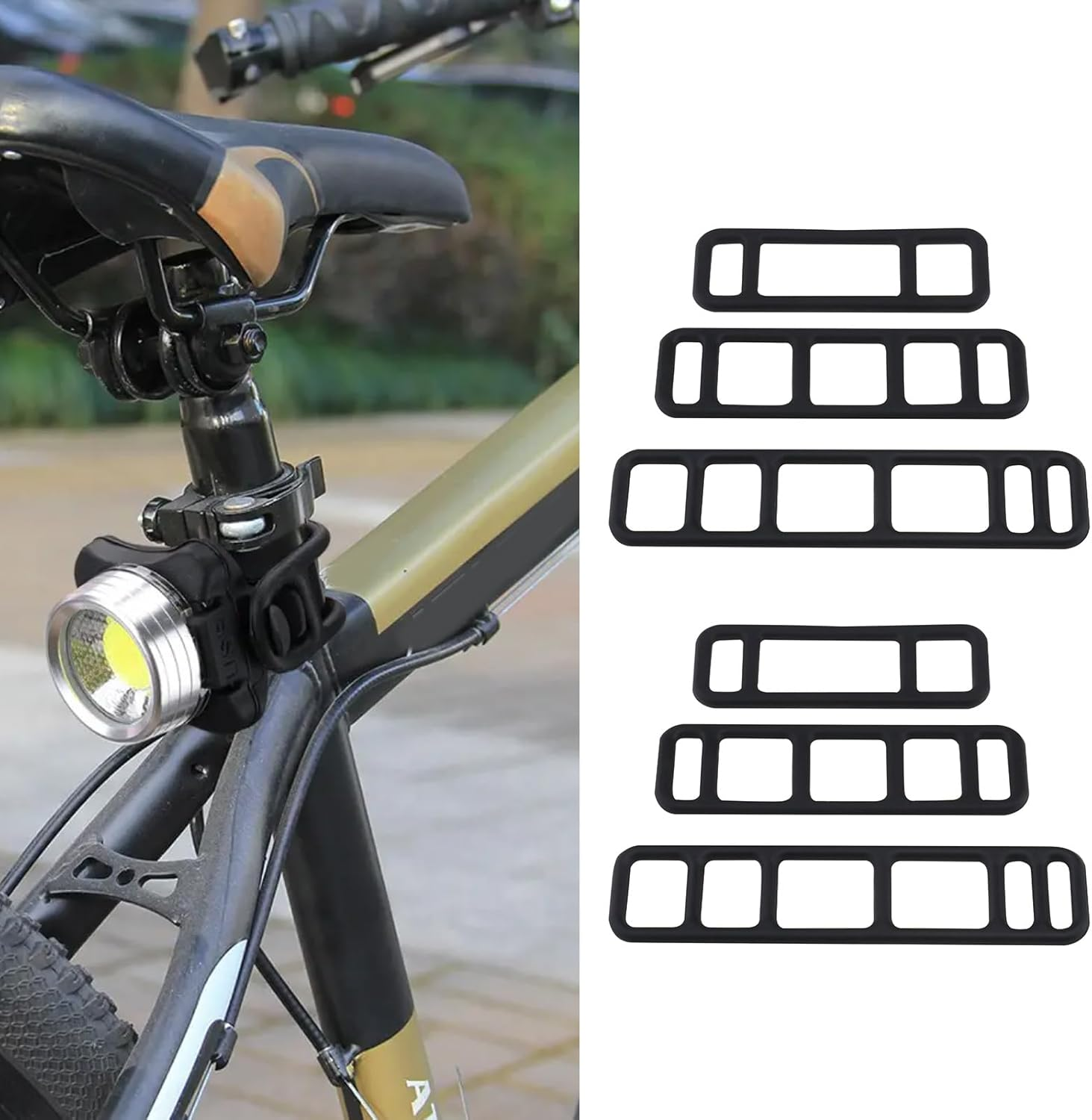 LT Easiyl 12Pcs Bicycle Black Stretchable Silicone Strap Bike Fixed Silicone Strap for Bicycle Headlights Taillights Car Driving Recorders