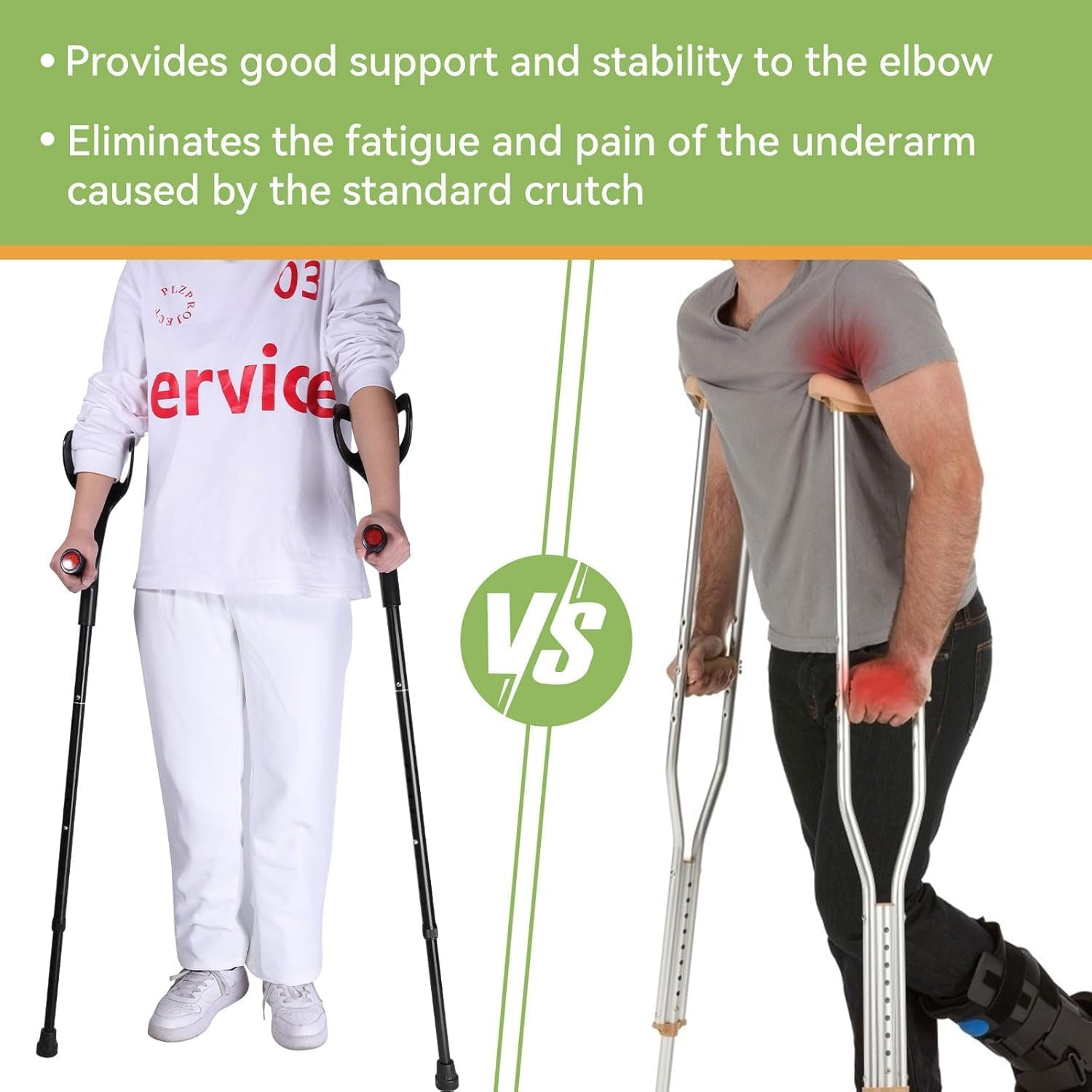Forearm Crutches for Adults(1 Pair), Adjustable Arm Crutches, Aluminum Crutches for Walking, Folding Forearm Crutches, Non-Slip Crutches for Adults, Lightweight, Detachable, Portable, for Leg Support