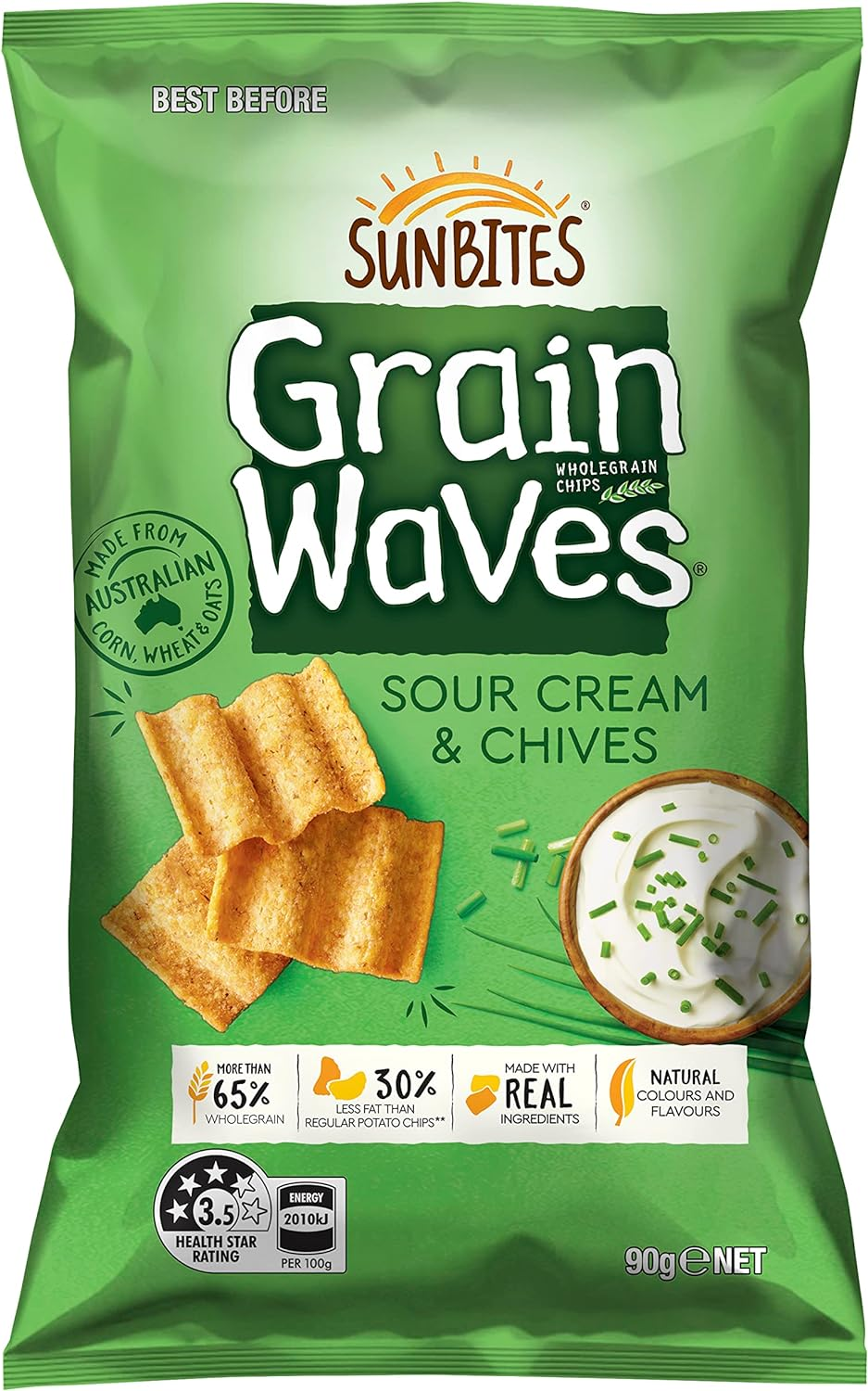 Grainwaves Chips Sour Cream & Chives 90G