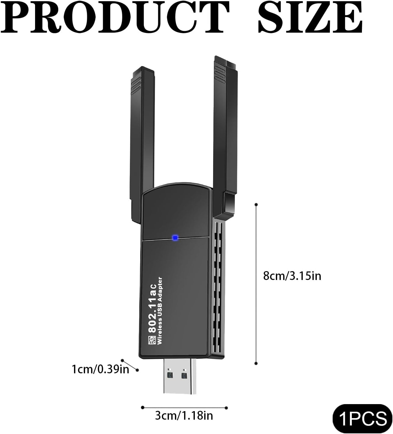 Wifi Adapter, 1300Mbps USB Wifi Adapter, Dual-Band 2.4Ghz/5Ghz Wifi Dongle, Compatible with Desktops and Laptops, Windows/Mac Os image number 2