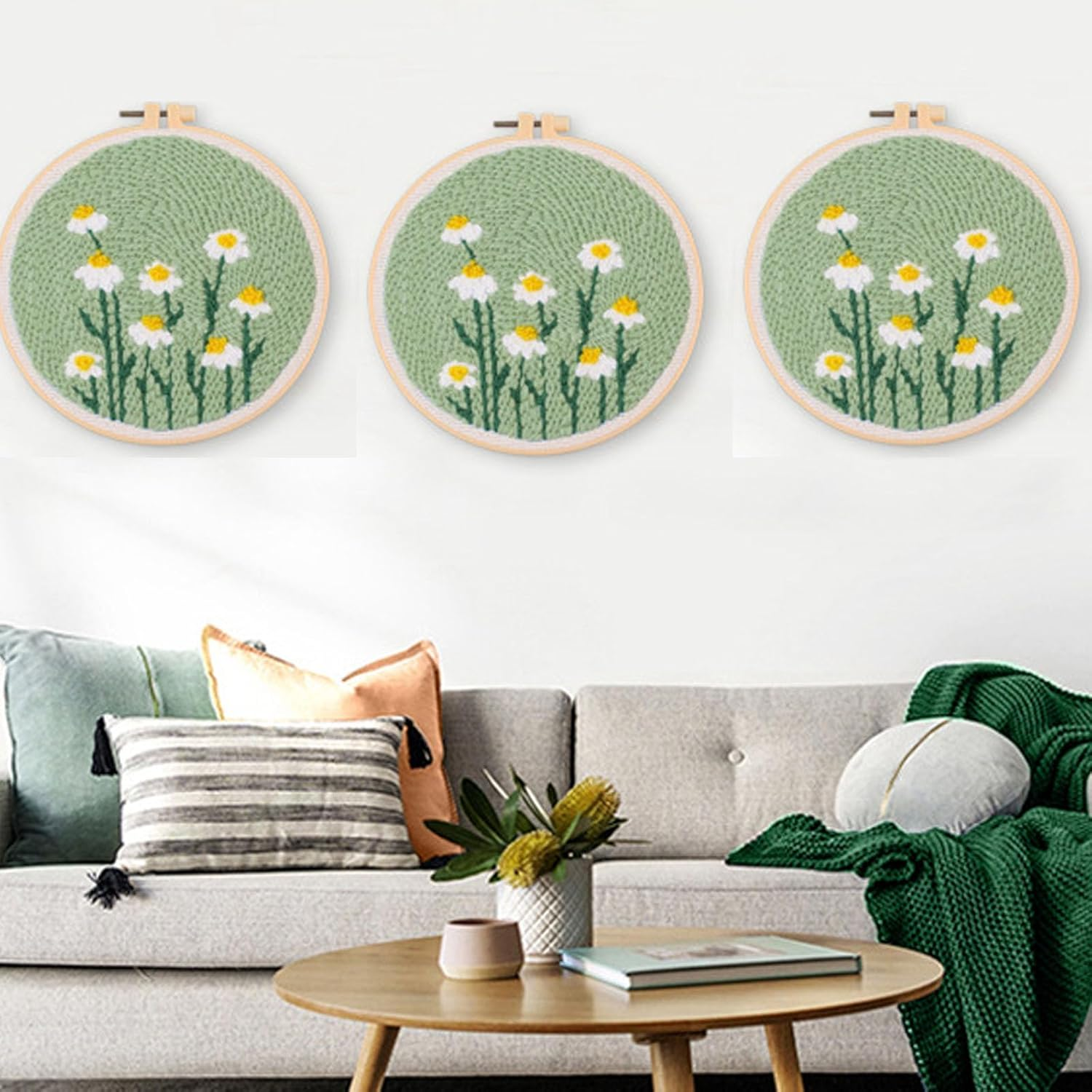 DONHUA 1Set Punch Needle Embroidery Starter Kits, Simple Casual Embroidery Kit for Beginners for Adult, Handcraft Punch Needle Kits with Embroidery Hoops image number 4