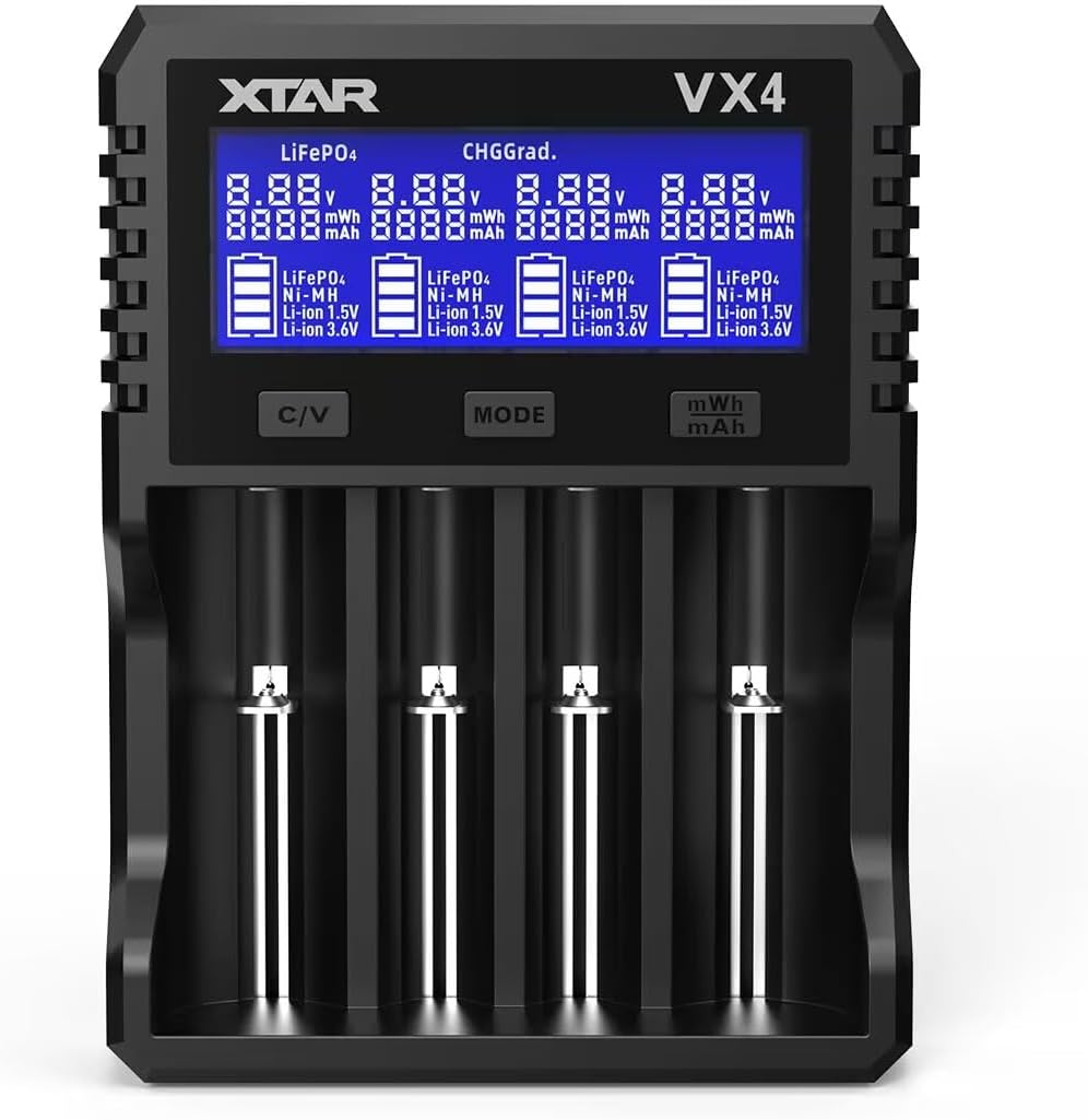 XTAR New VX4 Universal Battery Charger for 3.6/3.7V Li-Ion 1.5V Li-Ion&1.2V Ni-Mh AA AAA 3.2V Lifepo4 Batteries,Test Battery Real Capacity (VX4) image number 2