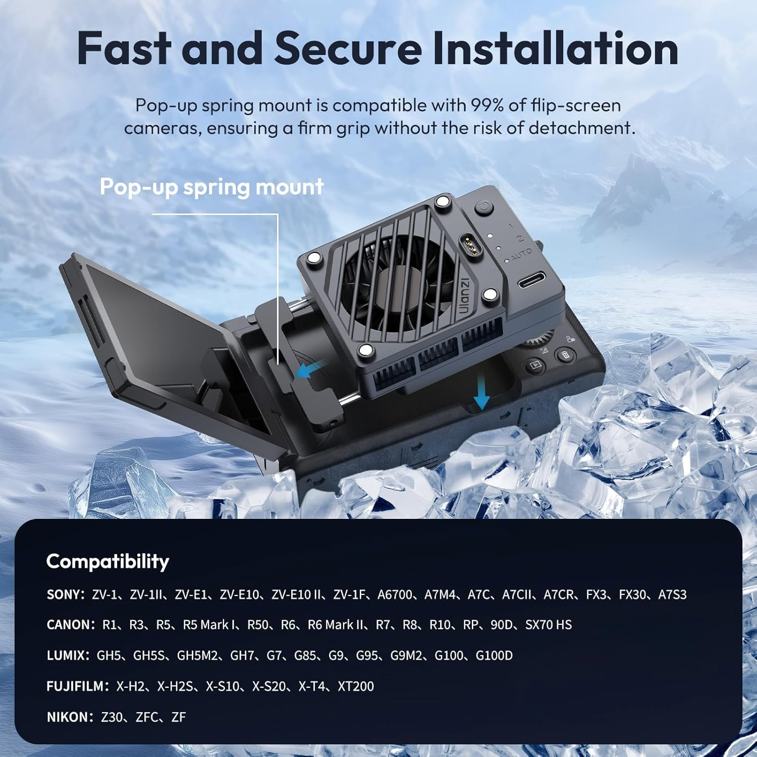 ULANZI Cooling Fan Set with Magnetic Battery, Real-Time Monitoring External Cooling System Compatible with Sony Canon Nikon FUJIFILM image number 3