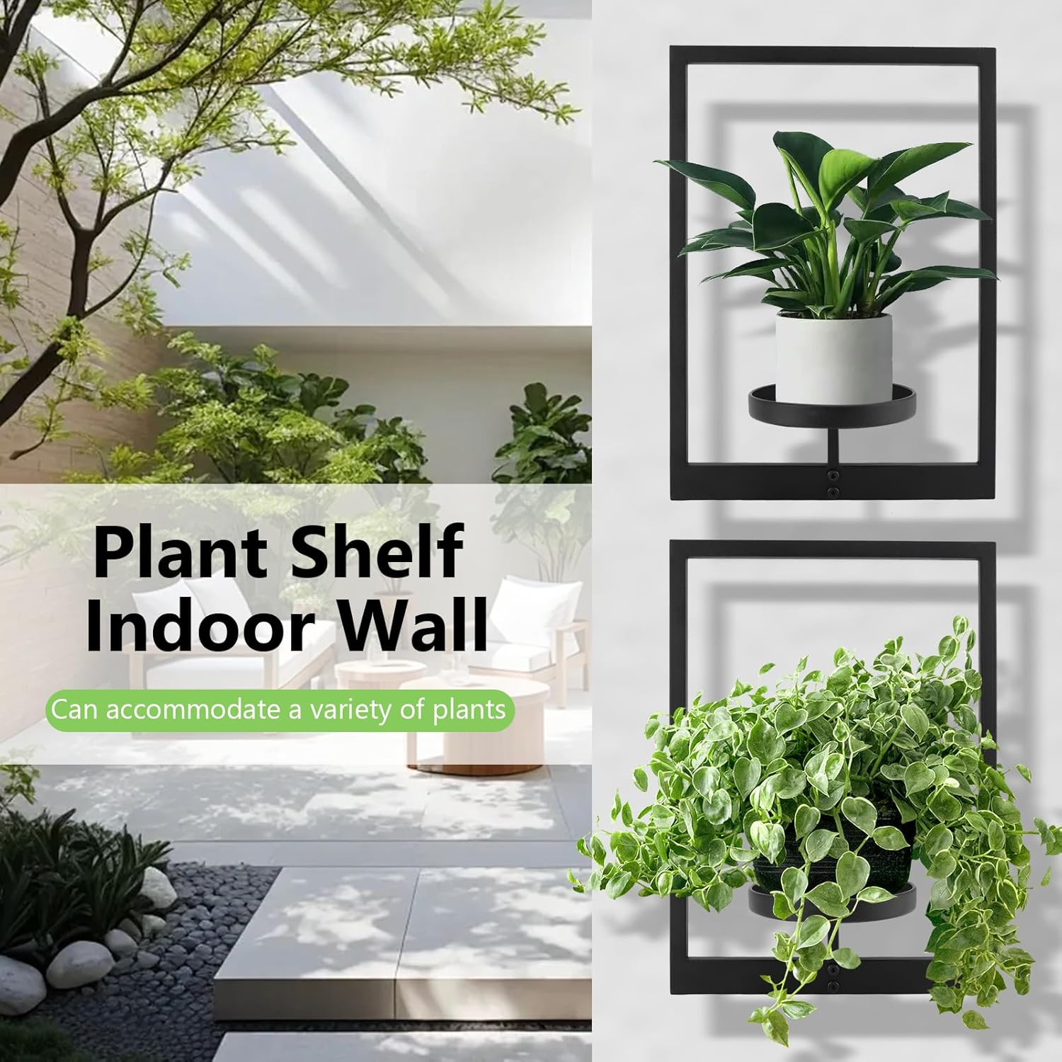 Gugxiom 2 Pack Picture Frame Wall Plant Holder, Metal Plant Wall Frame, Window Shelf for Plants,Plant Frames for Wall, for Living Room Bedroom Bathroom Garden Patio image number 2