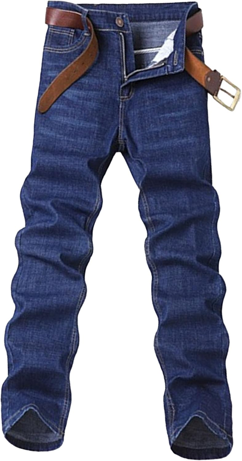 Men'S Classic Relaxed Fit Jean Lightweight Straight Leg Washed Denim Jeans Retro Distressed Loose Fit Jean Pants
