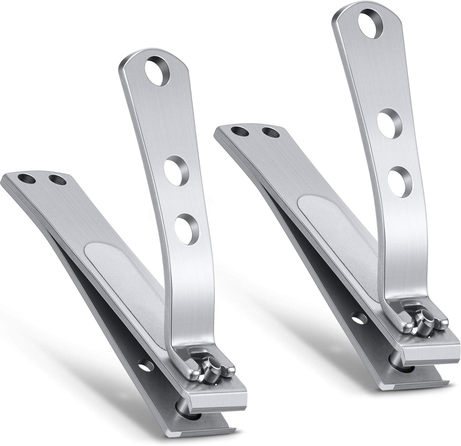 2 Pieces Nail Clipper for Thick Nails, Straight Edge Toenail Clippers, Stainless Steel Fingernail Cutters, Heavy Duty Large Wide Mouth Fingernail and Toenail Scissors for Men Women image number 1