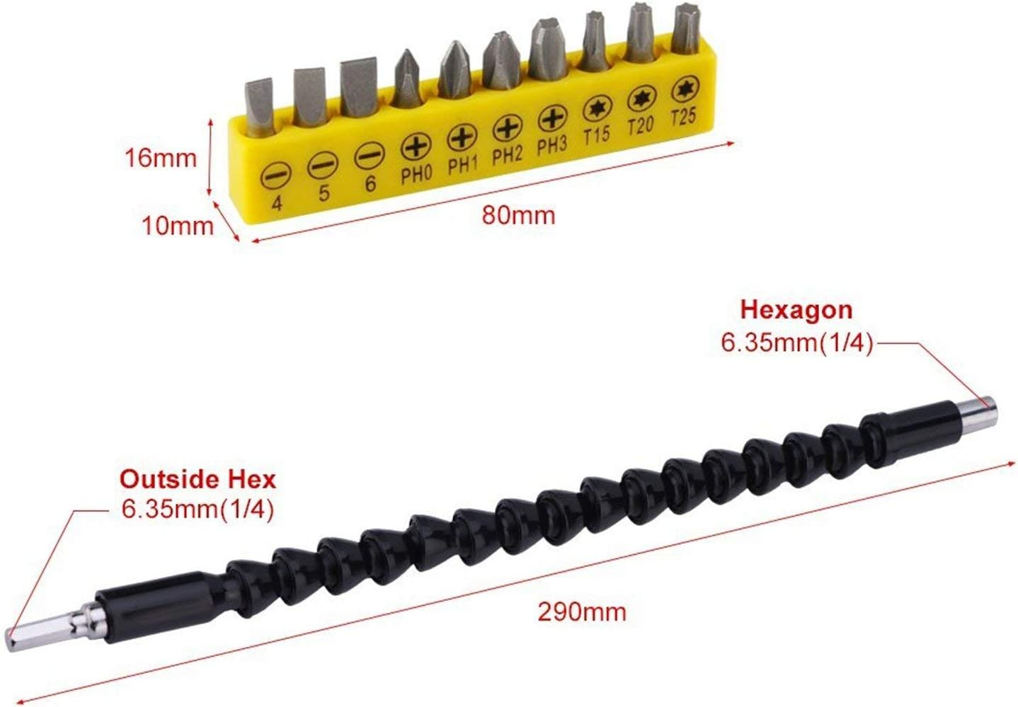 Yosoo Flexible Shaft Bits Extention Screwdriver Drill Bit Holder Connecting 290Mm (With Drill Bit Set) - Pack Of 2 image number 2