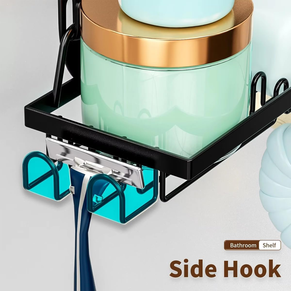 AIMALL 3-Tier Punch-Free Bathroom Storage Rack over Door Hanging Organiser Wall-Mounted Layered Shelf for Shower Room Toiletries and Accessories image number 4