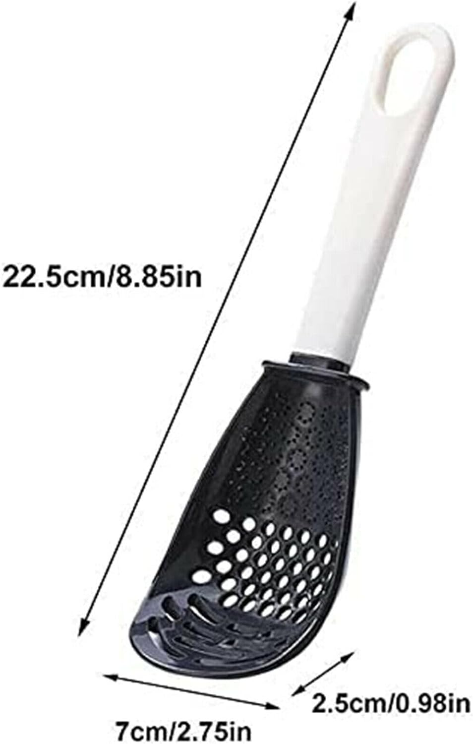 Leona Co 2Pcs Multifunctional Kitchen Cooking Spoon, Slotted Spoon for Cooking Strainer Spoon, All in One Garlic Press Grinder Kitchen Spoons for Mashing Draining (Black&Red) image number 1