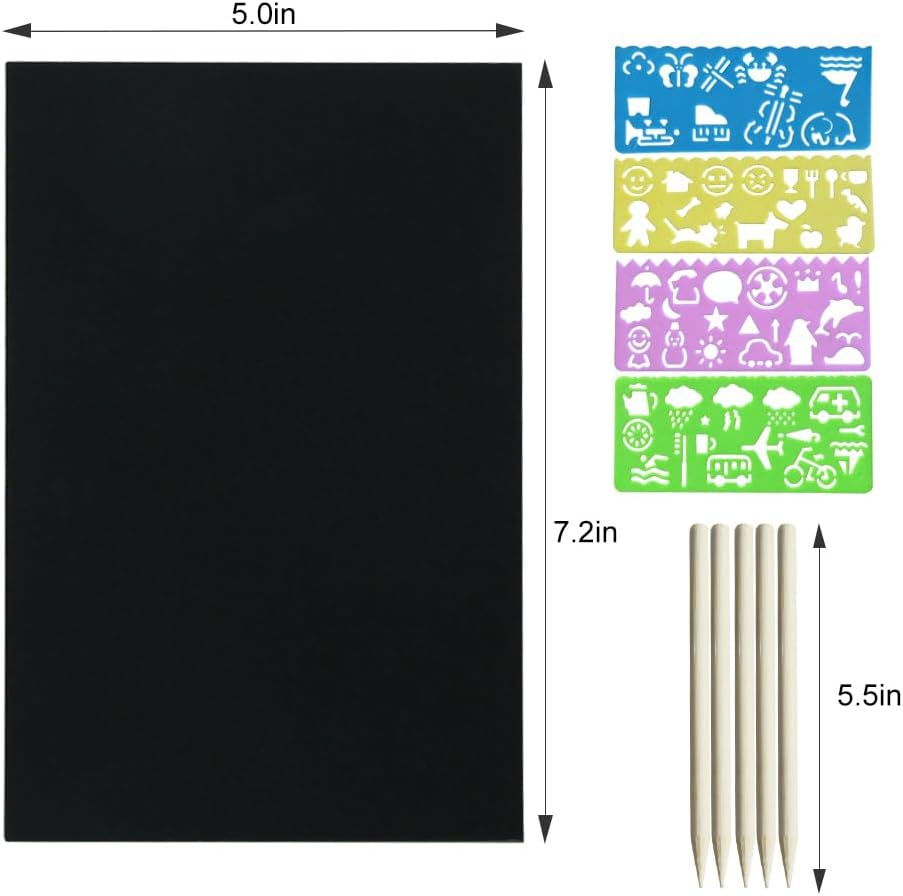 FUNNYB&G Rainbow Scratch Paper Art for Kids - 60 Pcs Magic Rainbow Scratch Paper off Set Scratch Crafts Arts Supplies Kits Pads Sheets for Party Games Christmas Birthday Valentine'S Day image number 1