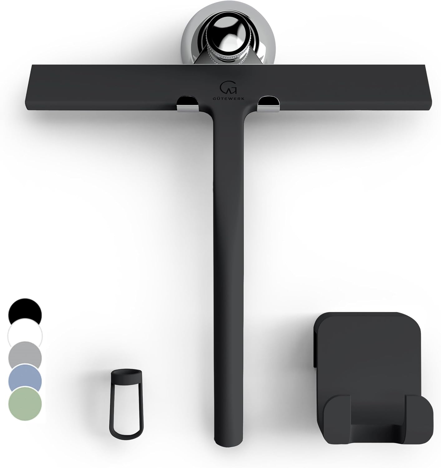 G&Uuml;TEWERK Shower Squeegee for Glass Doors and Windows - 9 Inch Grey Rubber Blade for Cleaning