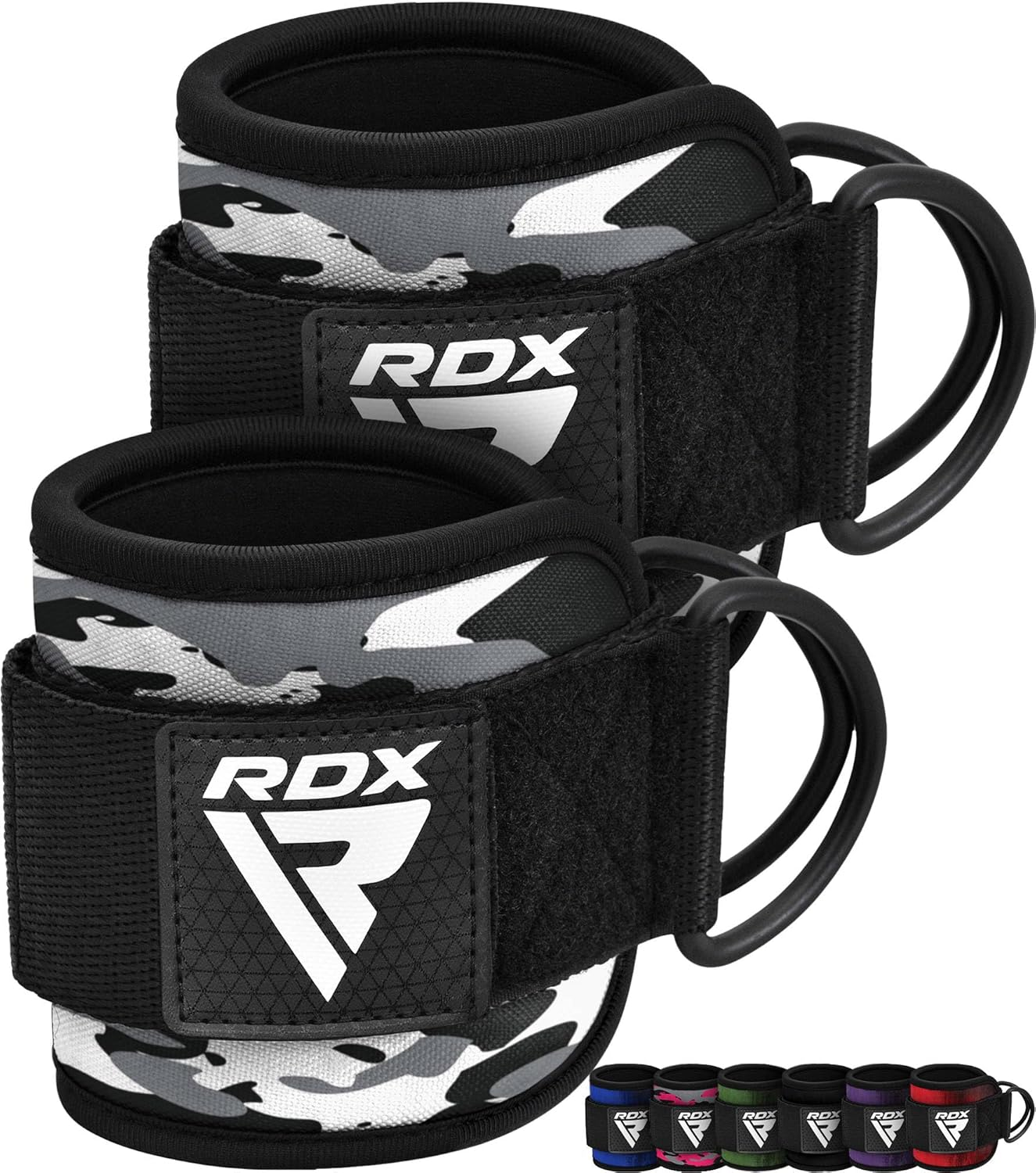 RDX Fu&szlig;schlaufen Kabelzug Gepolstert, 7MM Neoprenst&uuml;tze 10&rdquo;X4&rdquo;, Ankle Straps, Handgelenk Wickelt Mit 2 D-Ring F&uuml;r Cable Machine Fitness Training Fu&szlig;manschetten Gym Ges&auml;&szlig; Beintraining, Frauen M&auml;nner