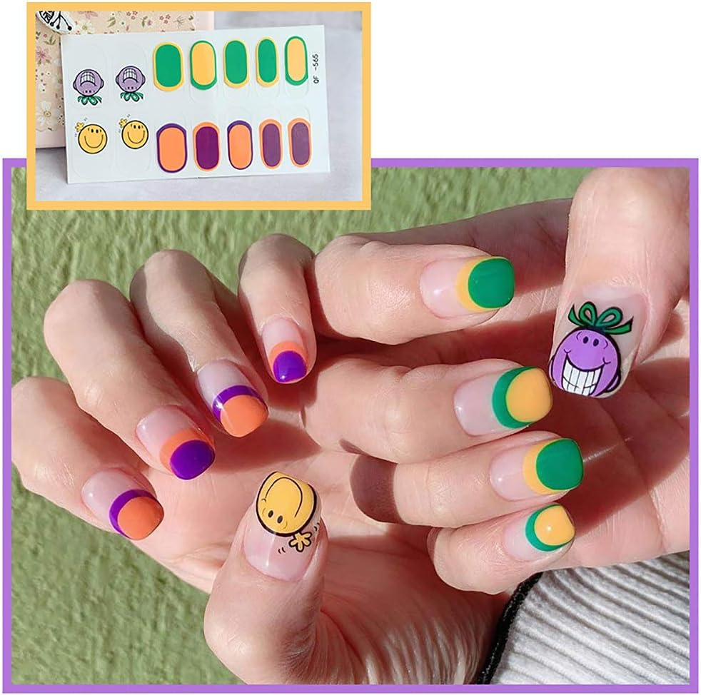 6 Sheets Cartoon Nail Art Stickers Bear Little Monster Frosted Nail Decals Beauty Accessories for Fingers image number 4