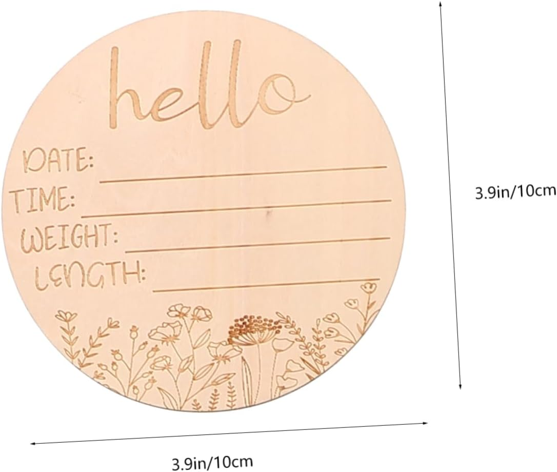 Minkissy 14Pcs Wooden Monthly Milestone Cards Set Photo Prop Cards for Parents for Documenting Growth and Special Moments Decorative Milestone Wooden Circles image number 2