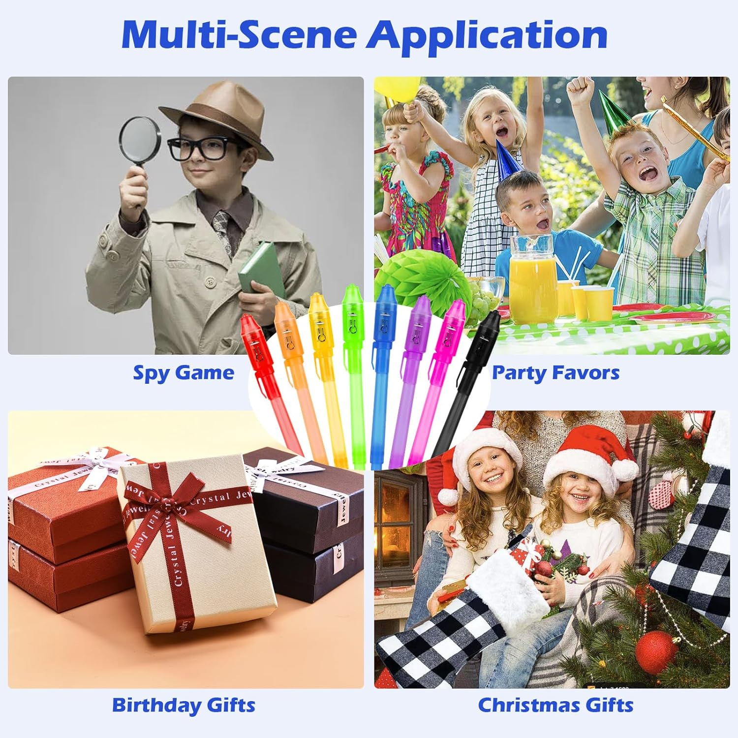 ASONA 16 Pcs Invisible Ink Pens with UV Light for Kids, Spy Pens for Secret Message and Birthday Party Favors, Writing Secret Message for Goodie Bag Stuffers Party Bag Gift