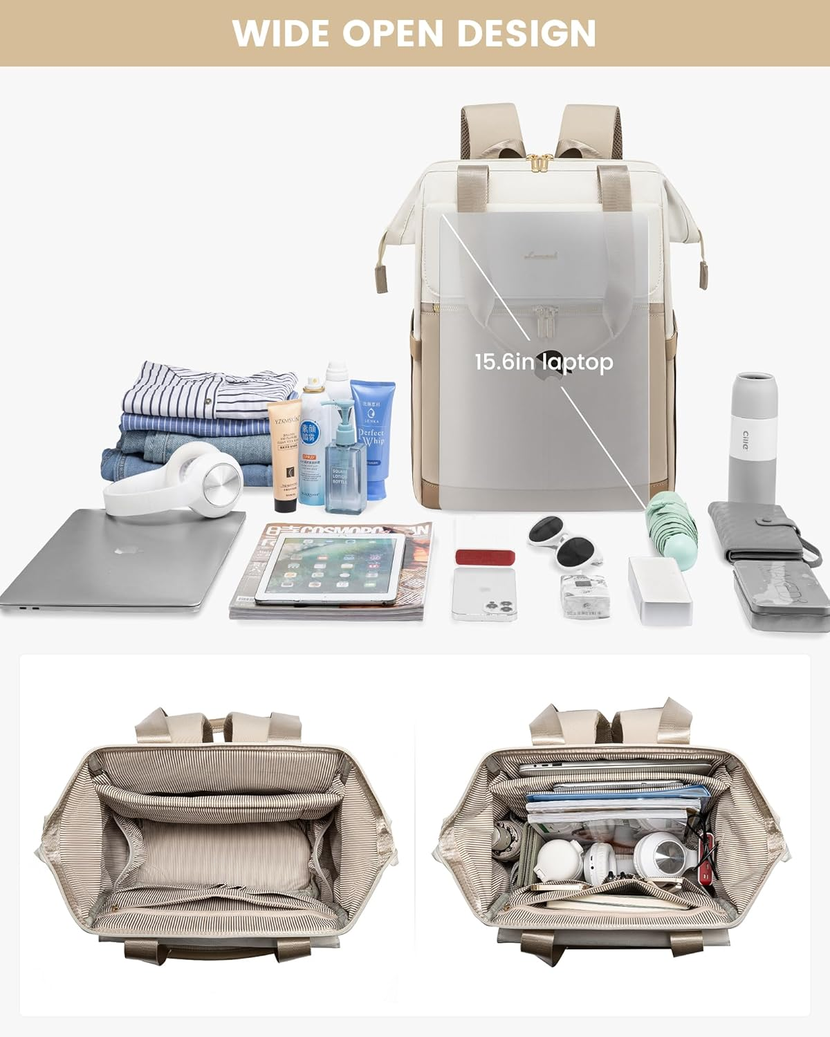 LOVEVOOK Backpack Womens, 15.6 Inch Laptop Rucksack Bag for Ladies, Waterproof Daypacks for Office Teacher Nurse, Fashion School Bags with USB Port for Work University Travel Business