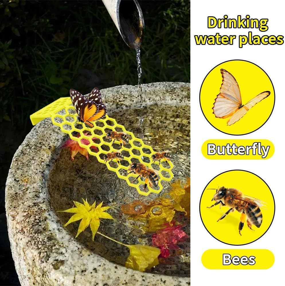 2 Pack Floating Bee Ladder Use for Bee Cups for Garden, Bee Insect Waterer Outdoors,Bee Butterfly Floating Ladder Drink Water Stations,Bee Water Catcher for Thirsty Pollinators (Yellow+White) image number 1