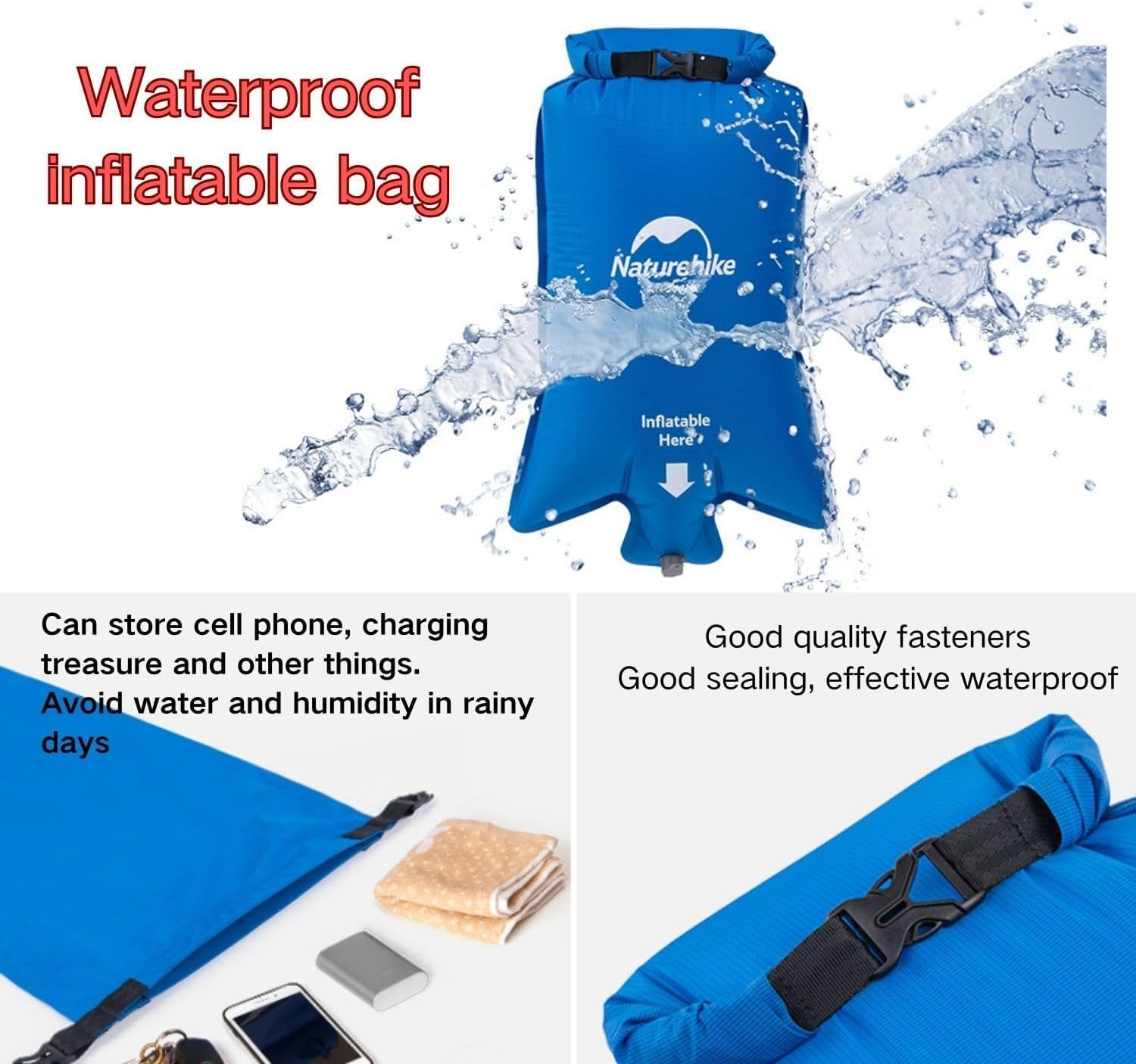 Windhike Naturehike Inflatable Double Camping Sleeping Pad, Ultralight Durable 2.55" Thickness Camping Mattress, Compact Air Mat for Hiking, Traveling, Backpacking&Outdoor (Blue) image number 2