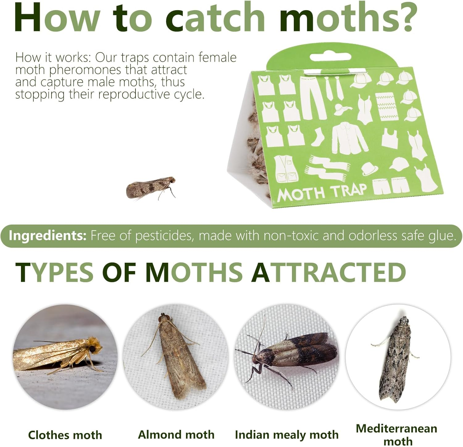 8PCS Clothes Moth Traps, Geeric Pantry Moth Traps Effective Safe | Non-Toxic | Odorless Moth Sticky Glue Trap for Closets Carpe Wardrobe Kitchen Indoor Outdoor - Style 1 image number 7