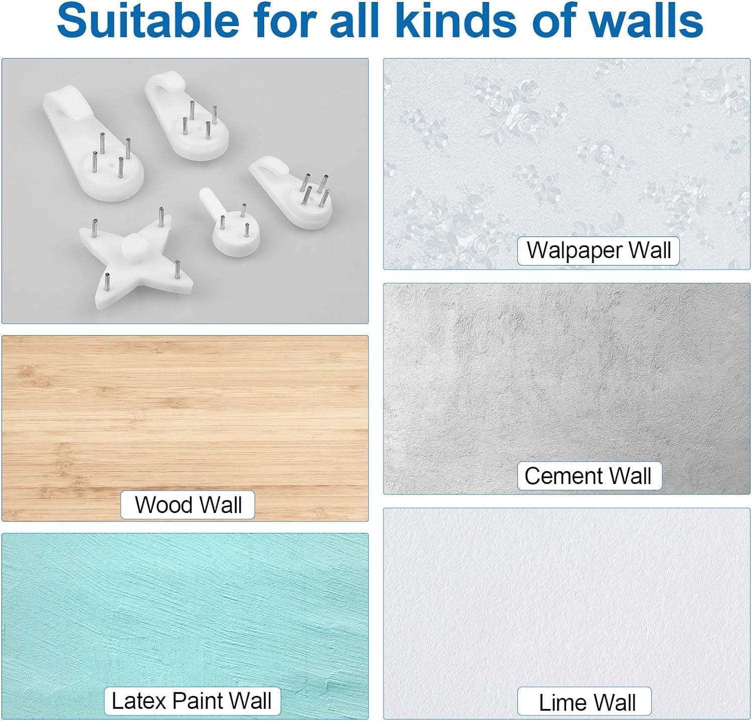 Wall Picture Hooks, 44 Pcs Non Trace Plastic Hanging Hook, Nail Picture Hanging Hooks for Painting, Mirror, Concrete Studs, White image number 3