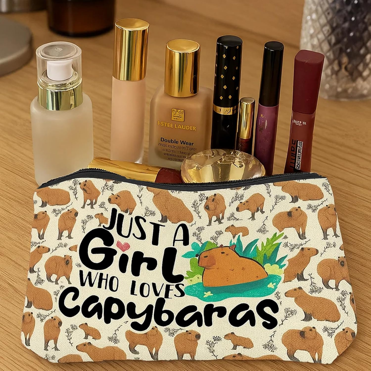 Capybara Make-Up Bag with Key Ring, Capybara Backpack, Cute Capybara Set for Travel and Everyday Life, Loved by Boys Women and Dolphin Lovers image number 6