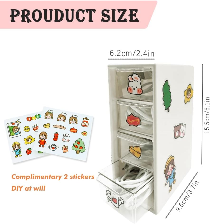 2PCS Desk Organizer with 4 Drawers,Desk Storage Box,Rectangular Desktop Drawers,Plastic Drawers Organizer, Makeup Storage, Detachable Design, Suitable for Office, School, Home (White 2PC) image number 6