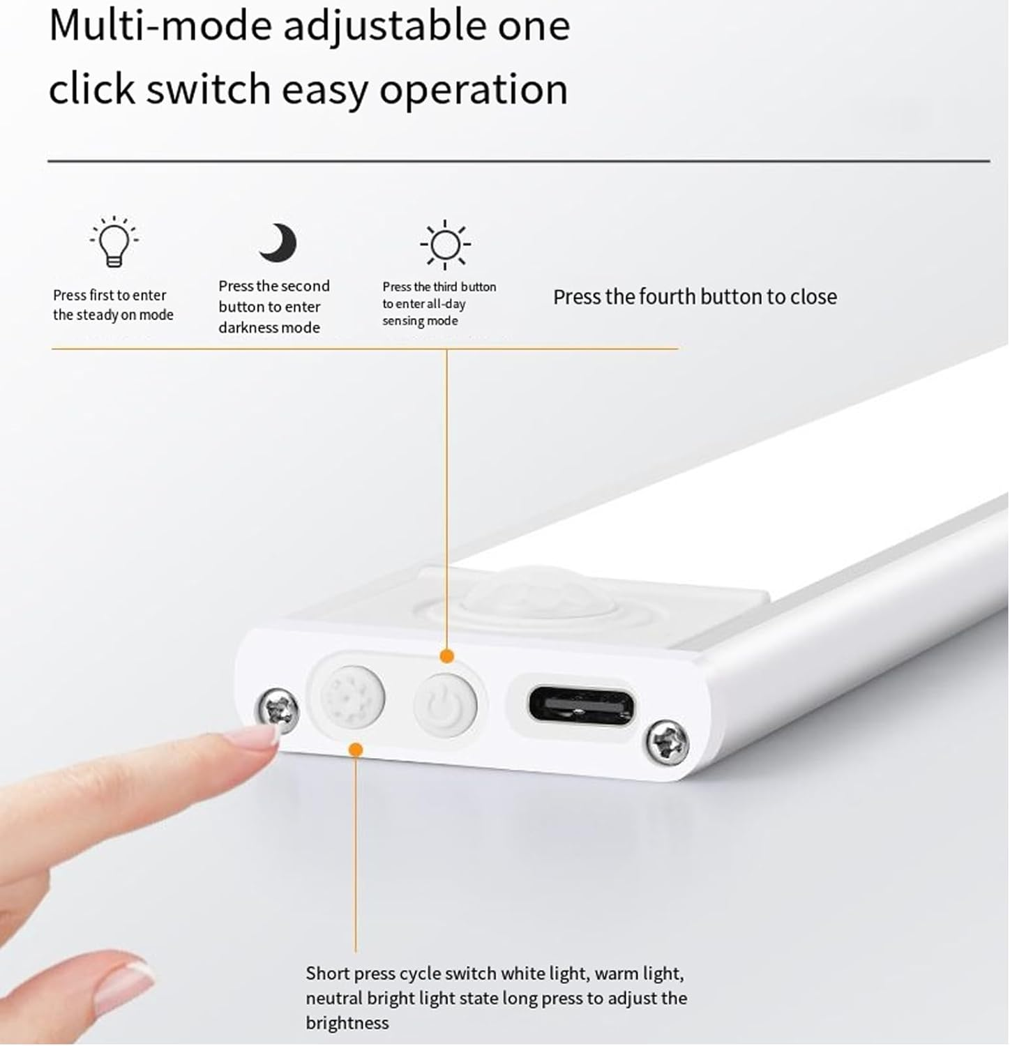 Tiverio Home Motion Sensor Lights, 3 Color Modes, Auto On/Off, Magnetic Mount, New Upgraded Version Smart Motion Sensor LED 3.0, Stair Bedroom Closet (White,3.9 In) image number 4