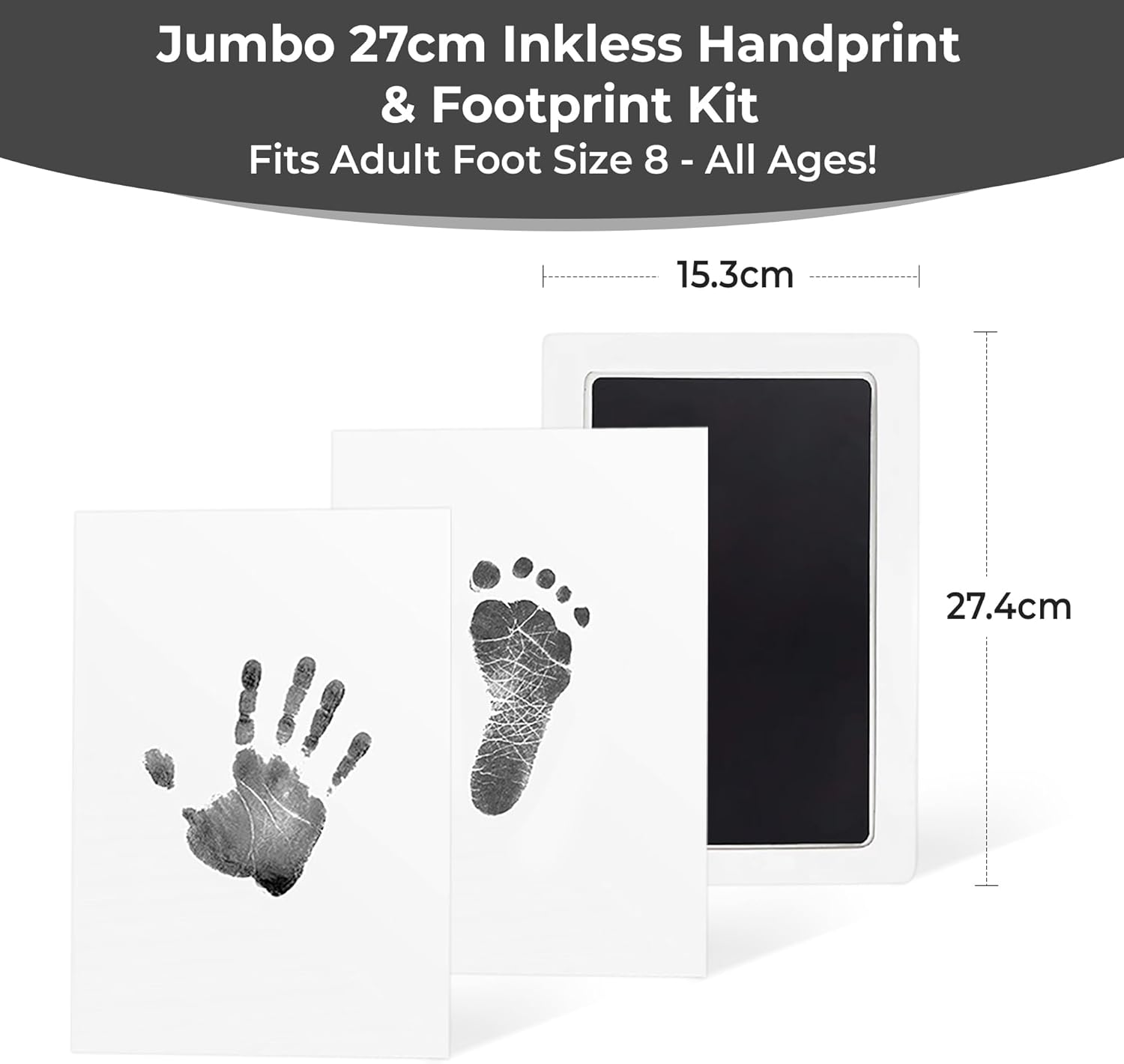 Extra Large Handprint & Footprint Kit &ndash; Jumbo 27Cm, 100% Safe Clean-Touch Inkless Pad with 2 XL Ink Paper &ndash; Suitable for All Ages - Including Babies, Kids, Adults, & Pets! image number 4