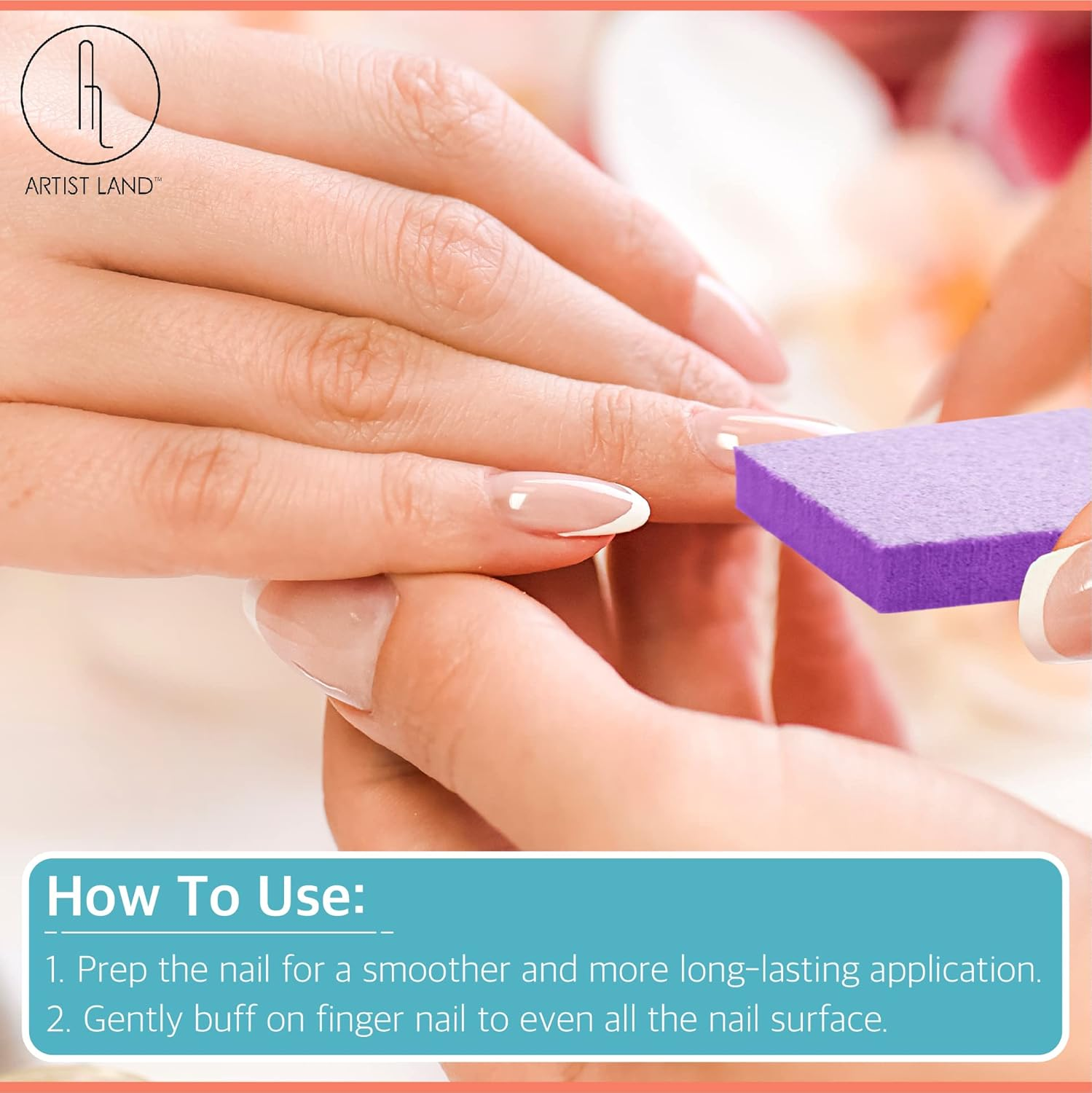 Artist Land Slim Purple Buffer Set &ndash; (80/100 Grit) - 50 Ct- Professional Grade Salon Quality Nail Buffing Blocks Pack for Pre-Application of Polish, Gel, Acrylic, Double-Sided Nail Buffer Blocks image number 5