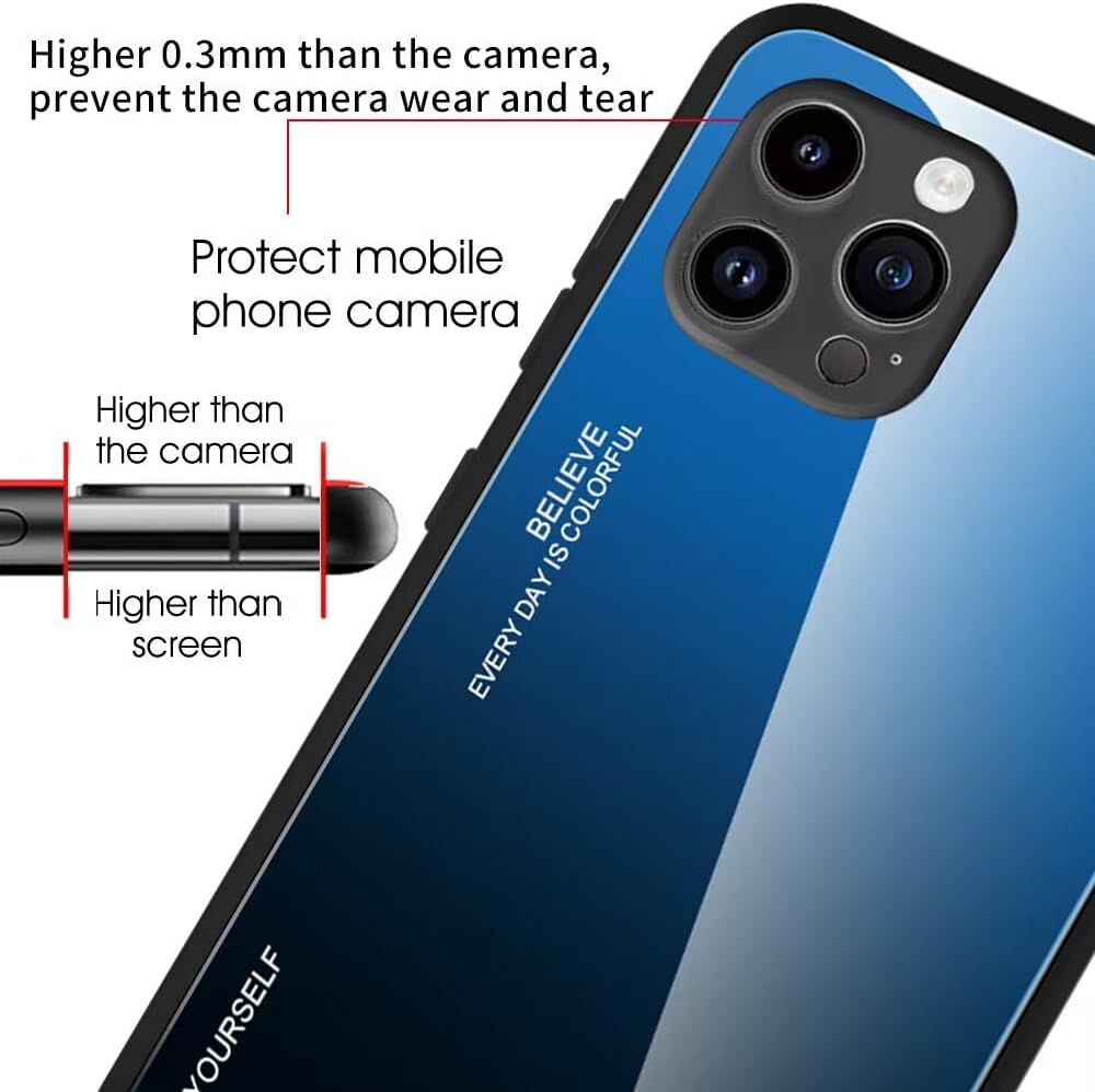 EASSGU Case Suitable for Oppo A5X (6.67 Inches), Glass Back with Colour Gradient, anti Drop and Anti-Scratch Mobile Phone Case - Pink Purple image number 4