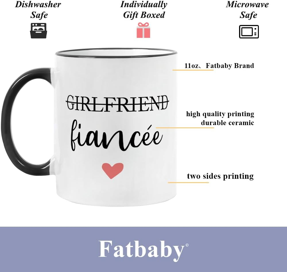 Boyfriend and Girlfriend Coffee Mug Gift Set,Fiance and Fiancee Couple Mug,Engagement Gifts for Couples Newly Engaged Him Her His Hers Mr Mrs Bride Groom Bridal Shower, Fianc&eacute; Gifts for Women 11 OZ