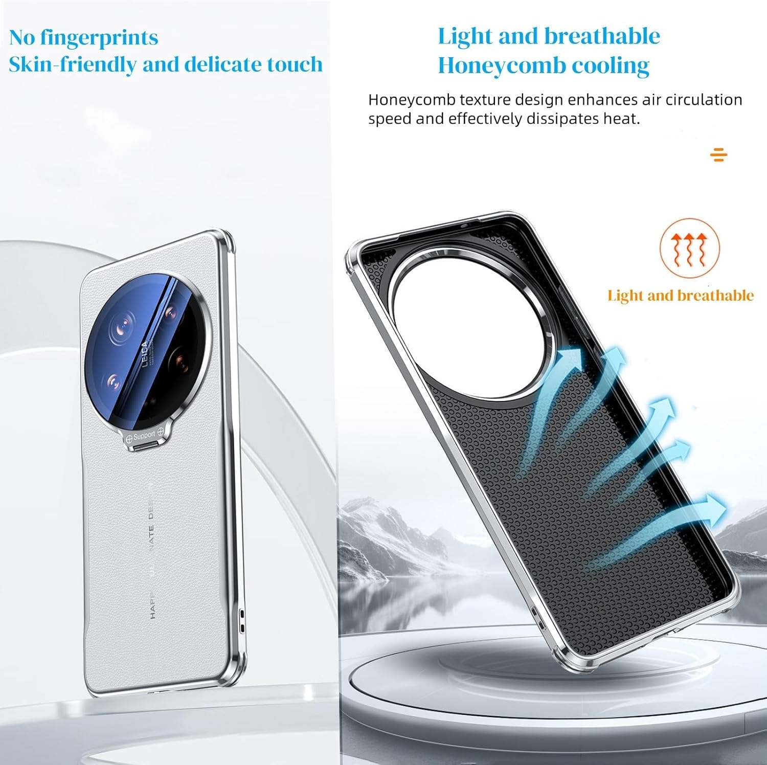 TIANYUE Case for Xiaomi 15 Ultra, Simple Leather Mobile Phone Case, Ultra Thin Soft TPU Case for Xiaomi 15 Ultra Black - Grey White image number 7