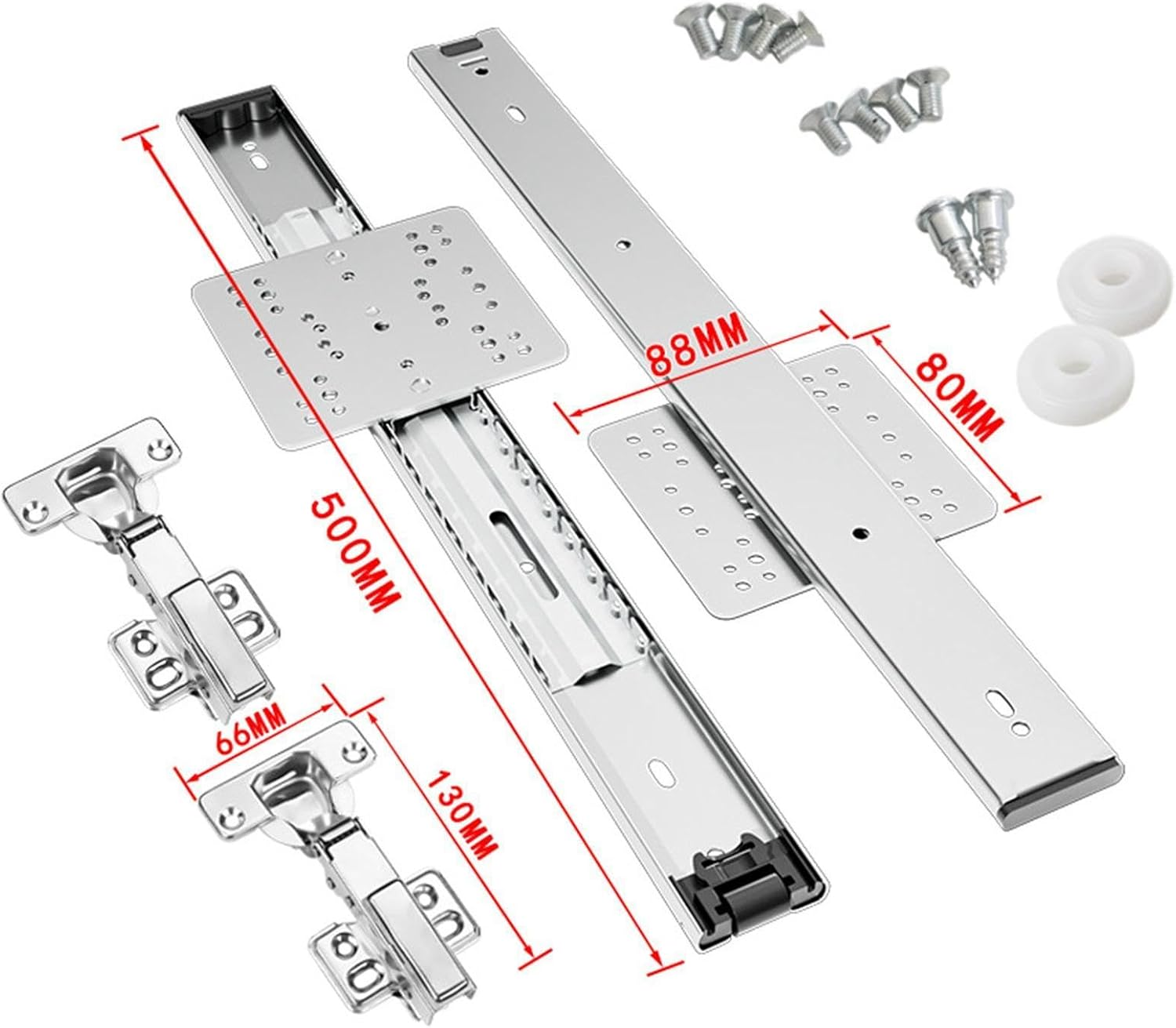 Leeqinersw Cabinet Door Slide Rails for Pocket Doors and Sliding Hardware Kit for Home Storage, 500Mm image number 3