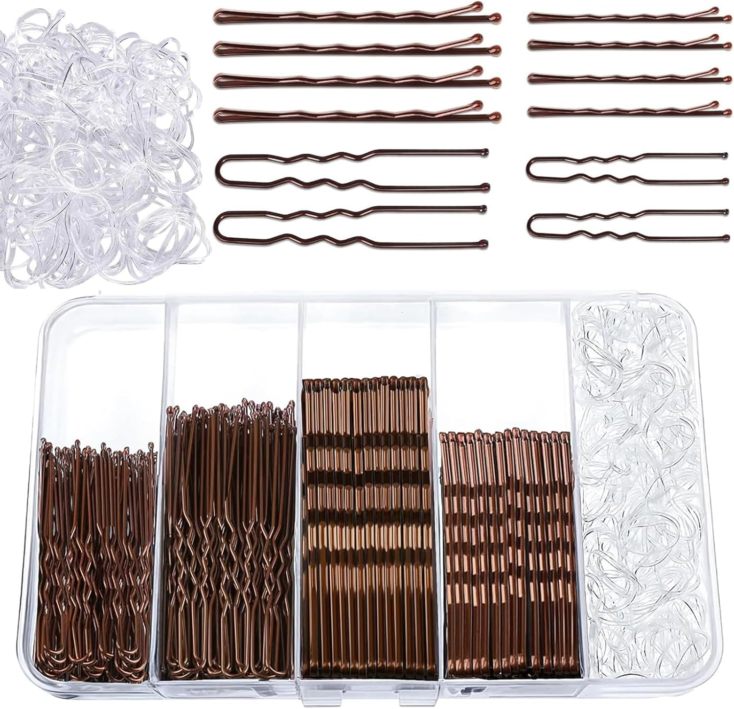 MOLIMOLI Hair Clip Set 300 Pieces, Hair Accessories & Hair Pins with Box: 200 Bobby Pins Hair (2-2.75 Inches) + 100 Hair Bobbles, Invisible Hair Clips for Women