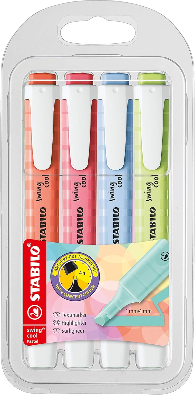 STABILO Swing Cool Pastel - Wallet of 4 - Assorted Colours