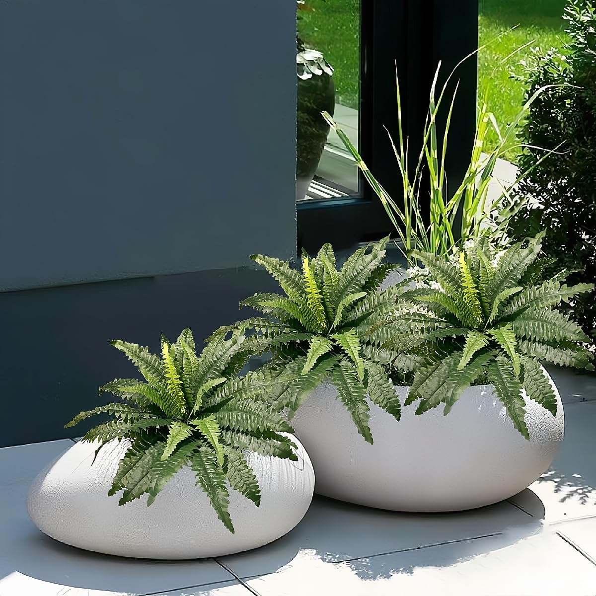 Artificial Ferns for Outdoors 3 Bundles, Large Fake Plants Greenery Artificial Boston Fern UV Resistant Faux Plant Shrubs for Indoor Home Potted Garden Porch Farmhouse Decor image number 1