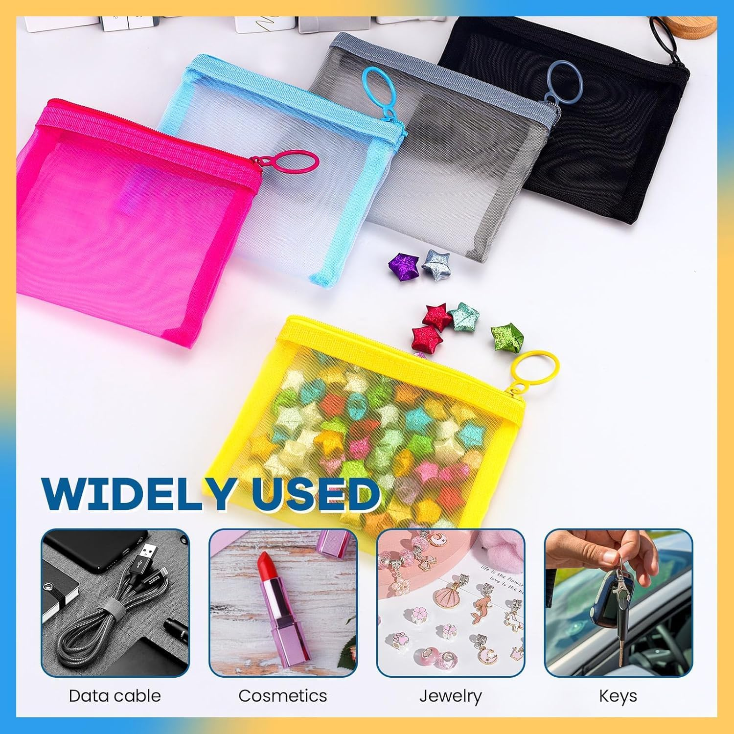 10Pcs 5-Color Mesh Zipper Pouch Bag Mini Zipper Mesh Bag,Mesh Zipper Pouch Bags Mini Zipper Mesh Bags Small Beauty Makeup Lipstick Bag,5-Color Mini Zipper Mesh Pouch Mesh Makeup Bag Mesh Zipper Pouch image number 5