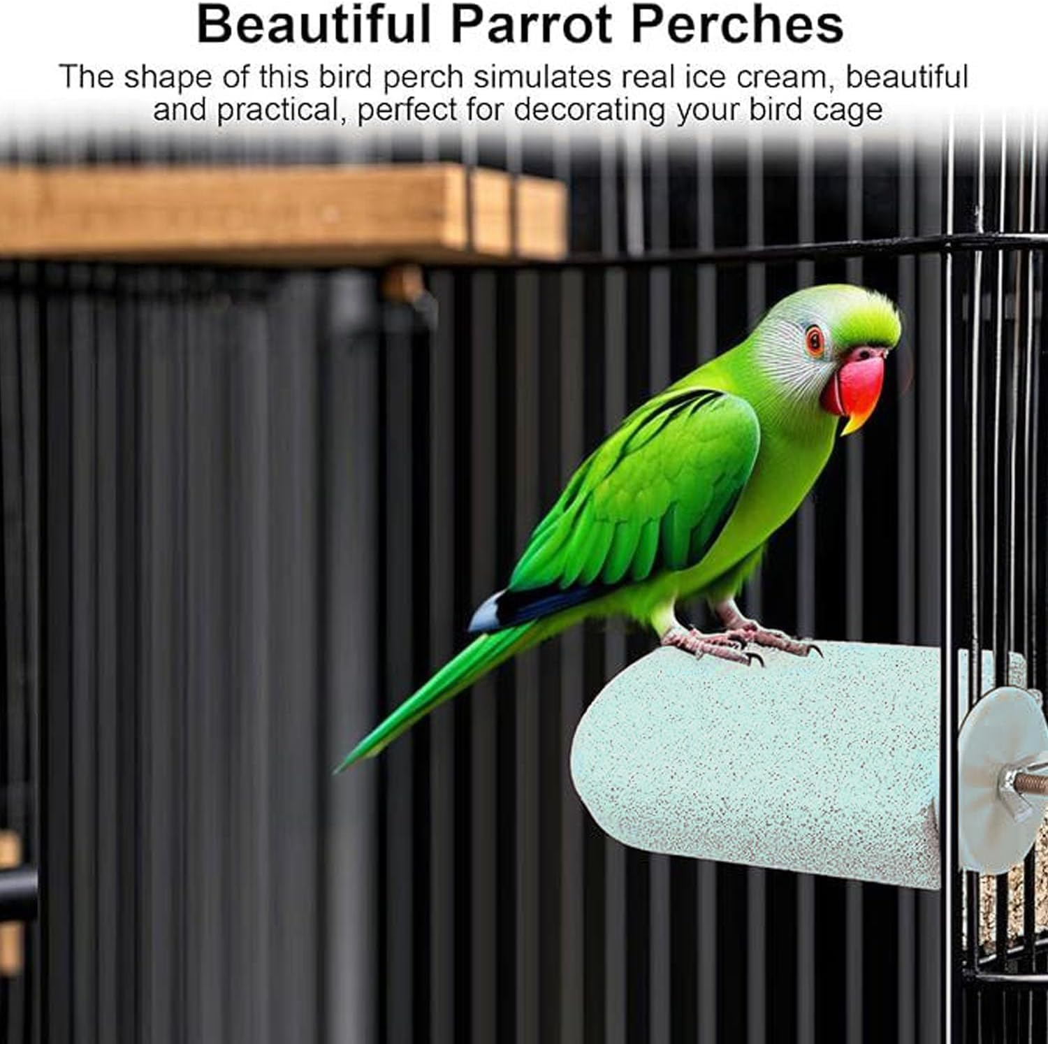 Resin Ice Cream Birds Stand, 2Pcs Bird Beak Grinding Stone Resin Perches, Birds Perch Beak Grinding Stone, Resing Birds Perches for Cage