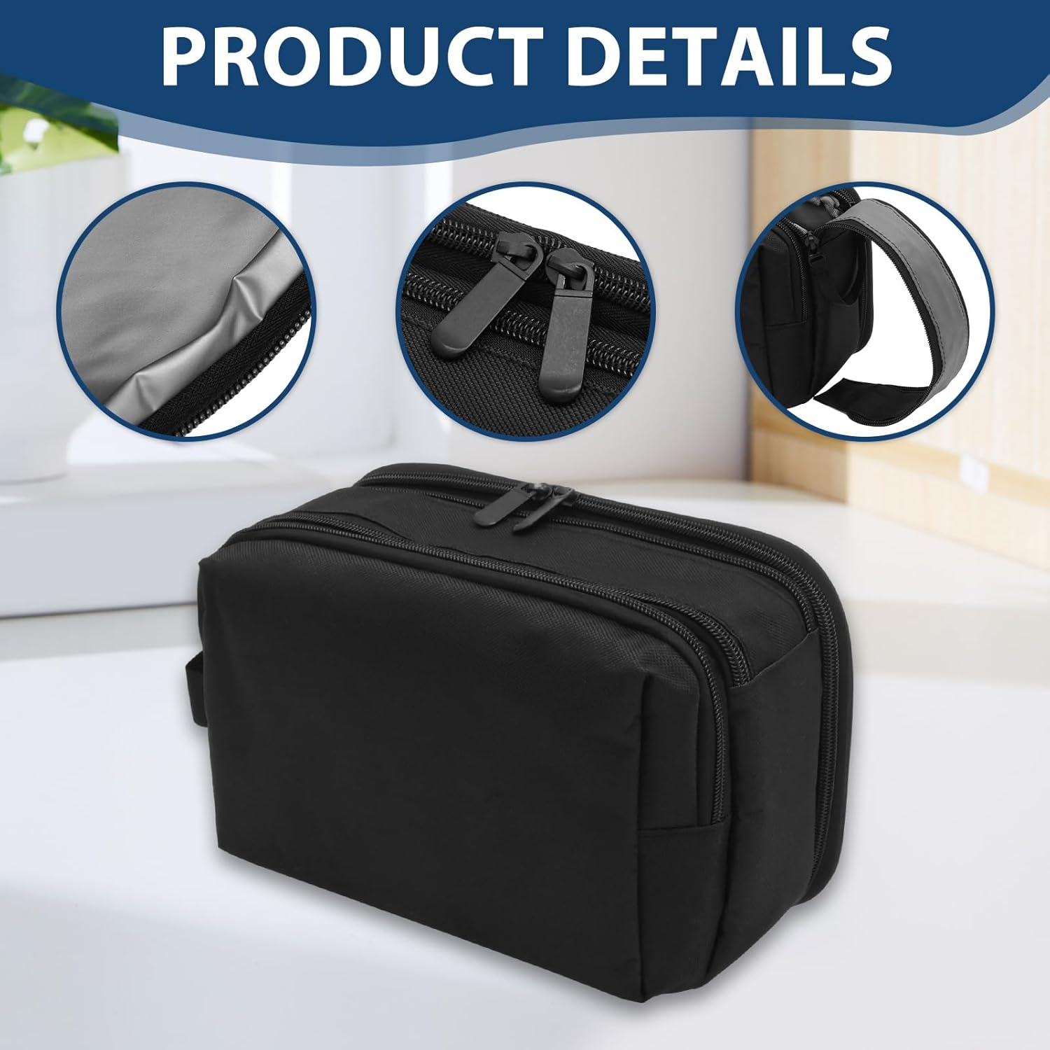 Awobepl Travel Toiletry Bag, Large Capacity Women'S Cosmetic Bag, Wide Open Double Zipper Shaving Bag for Shaving Accessories image number 3
