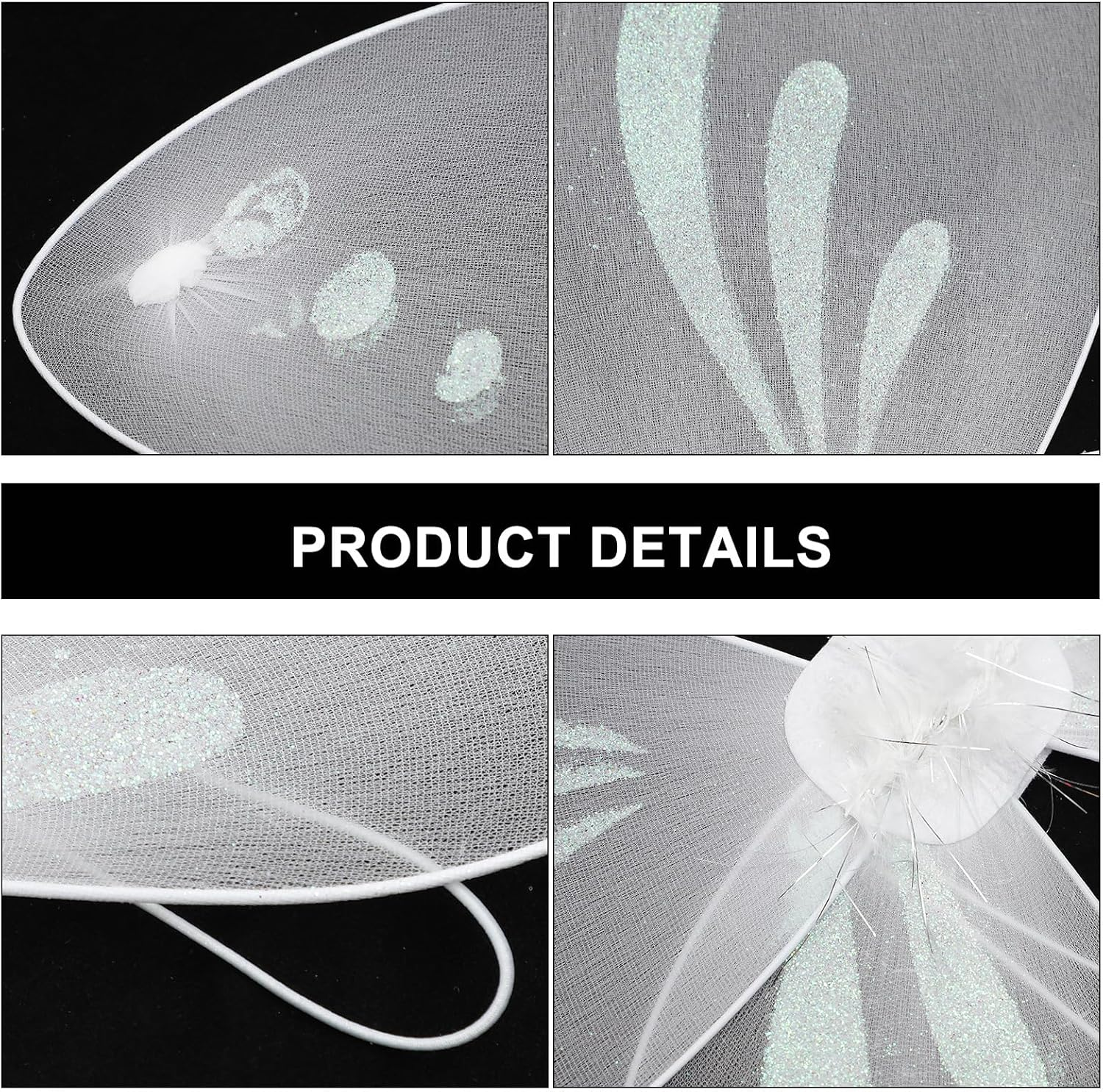 Fairy Wings for Kids, White Butterfly Costume Accessories with Elastic Straps, Nylon Wings for Toddler Dress up Birthday Christmas Parties image number 5