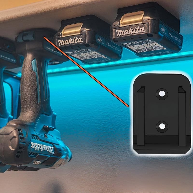 Battery & Tool Mount 10 Pack Compatible with Makita 12 V CXT &ndash; 10‑Piece Bundle 5 &times; Tool Holders + 5 &times; Battery Holders Vertical/Under‑Shelf Storage for CXT Drills, Drivers & Packs image number 2
