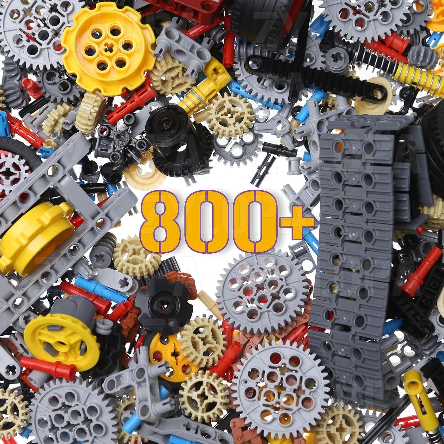 854Pcs Technic-Parts-Gears Set Axles-Pins-Bricks-Connector Gearbox-Universal-Joints-Chain-Tracks Shock-Absorber-Car-Wheels-Tires-Steering Shaft image number 4