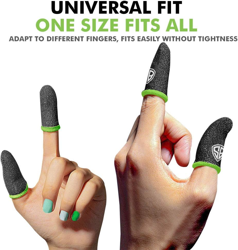 Spinbot Thumb & Finger Sleeve for Mobile Game (4 Pieces), Pubg,Cod,Freefire -With Carry Box-Pack of 2 Pair- Black image number 4